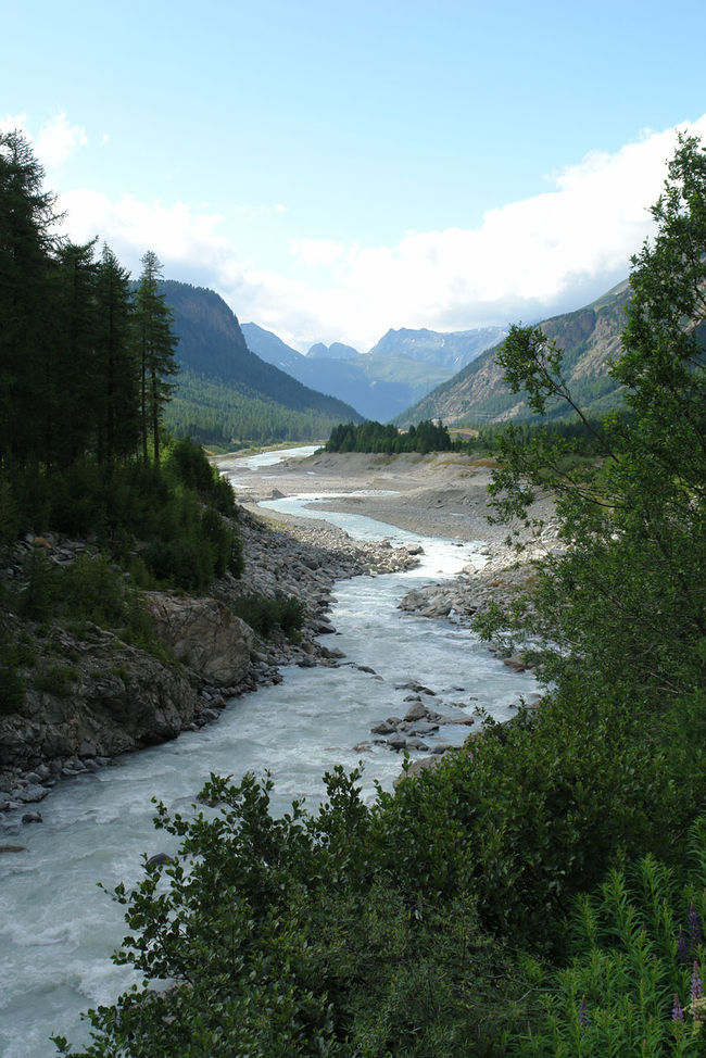 Sicht von Morteratsch in Richtung Pontresina